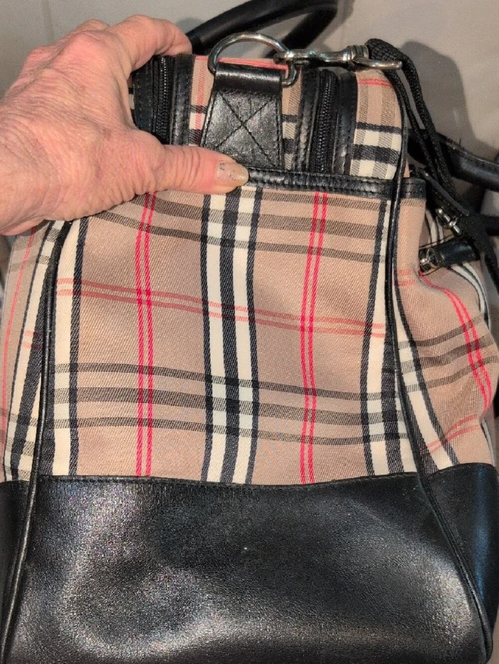 Classic Plaid Carry On Bag with Black Vegan Trim